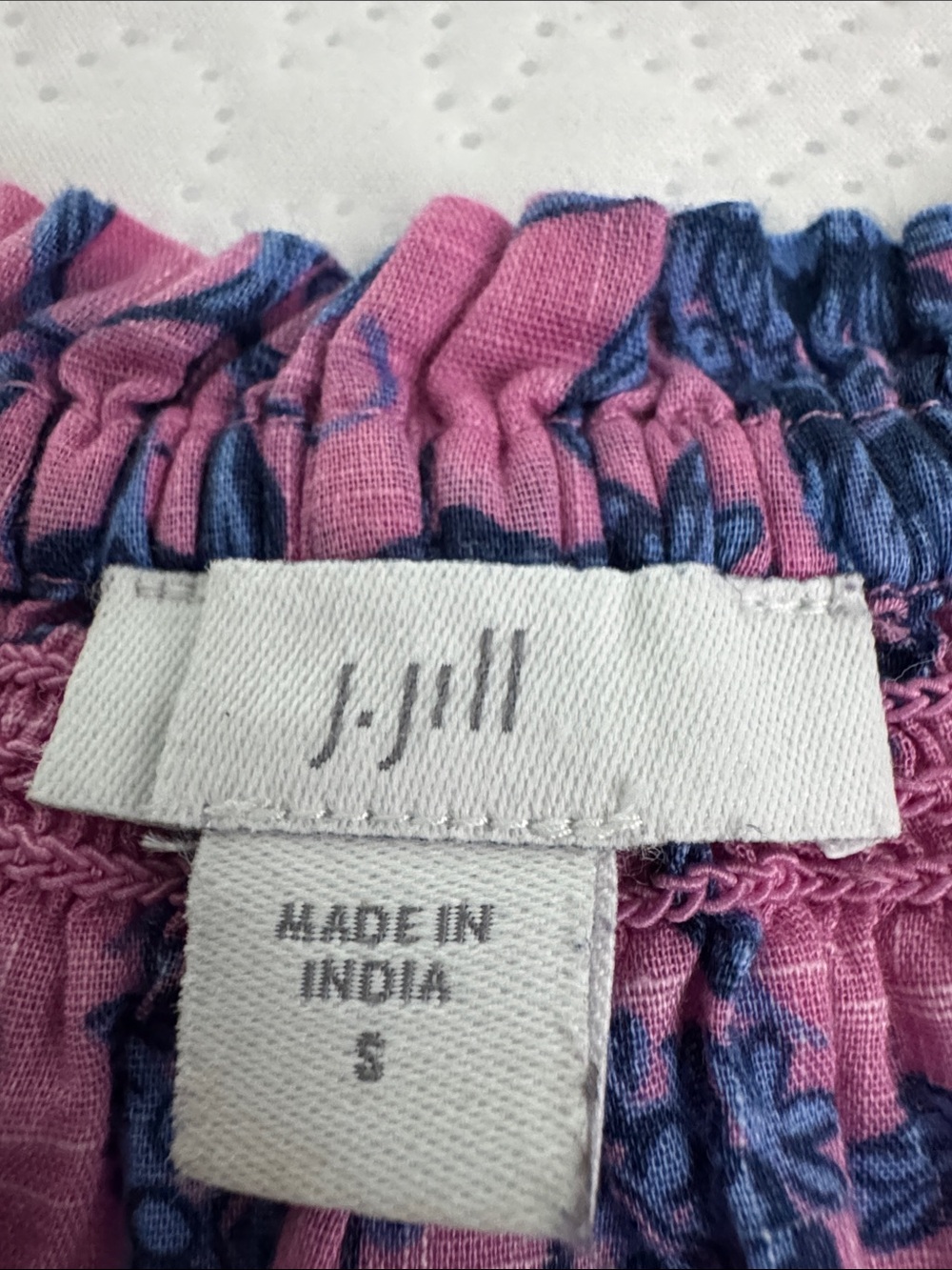 J. Jill Floral Boho Peasant Top Pink Blue Floral Print Cotton Size Small - Picture 8 of 12